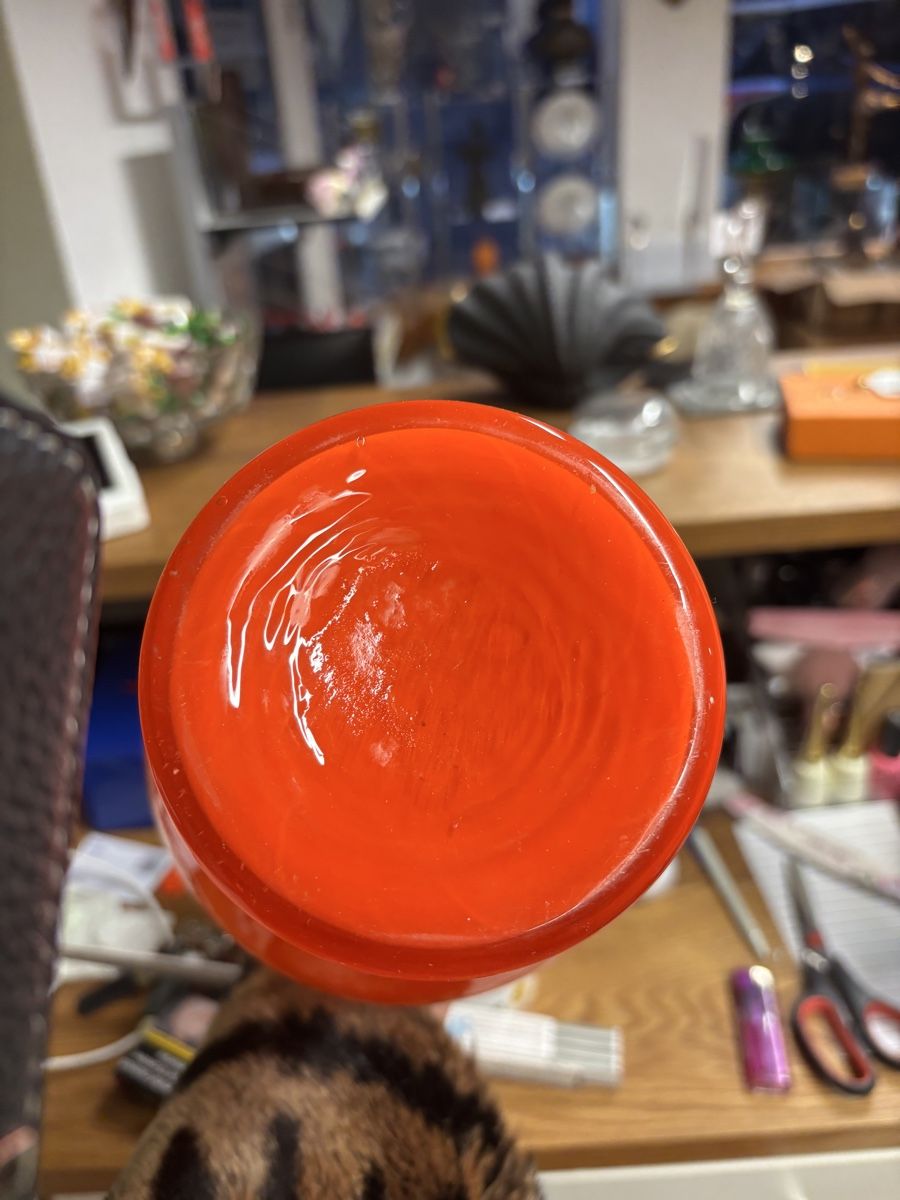 Murano Vasi & Recipienti: Große Murano Glasvase – Opalin Orange – Usato da Andermatt venduto da Diadiusdiana 4
