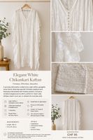 Elegant White Chikankari Lace Kaftan | Embellished Boho