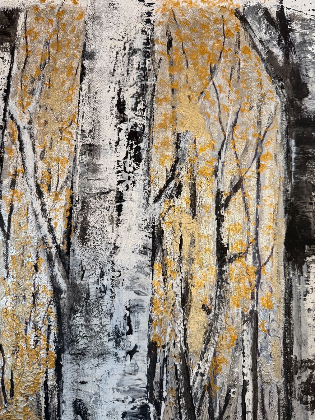 Dipinti: Birken - Bild, Birkenwald goldfarben 140x100 – Usato da Herisau venduto da Zyrtaka 3