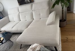 Ecksofa Cord weiss mit Hocker guter gebrauchter Zustand