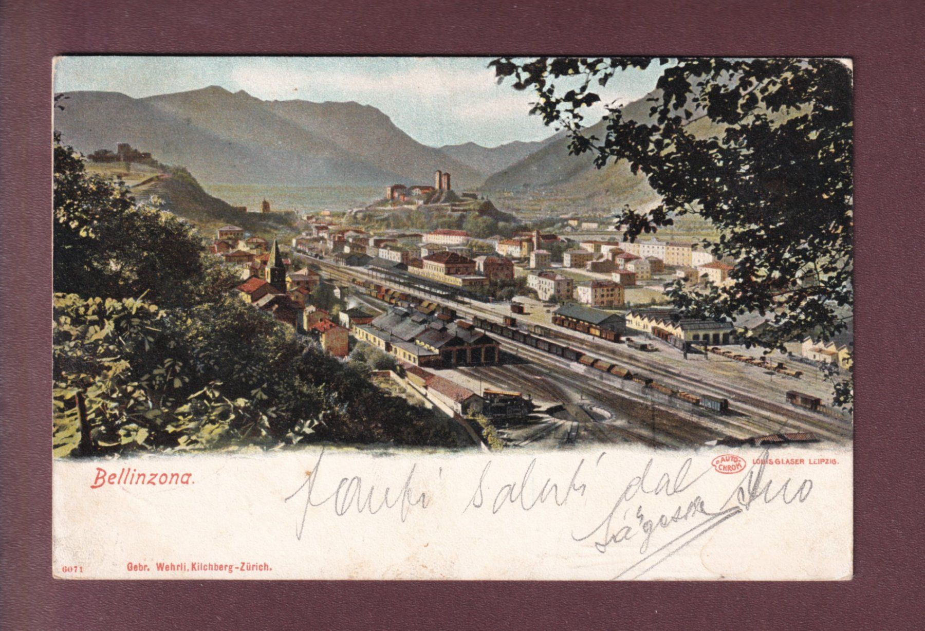 Cartoline postali: BELLINZONA - Stazione - 1903 – Usato da Pully venduto da nicecards