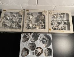 🩶 Weihnachtskugeln und Anhänger Set, Silber Look