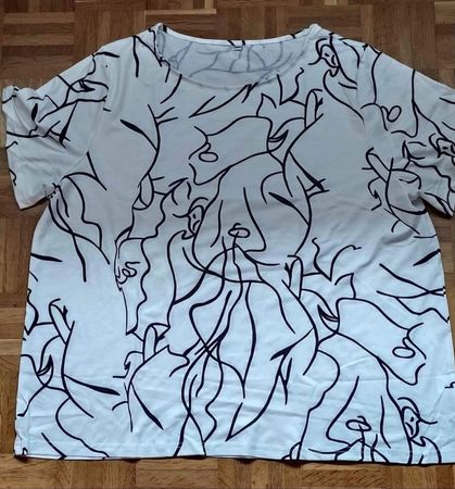 T-Shirt blanc à motif abstrait neuf/T-Shirt weiss neu mit ab