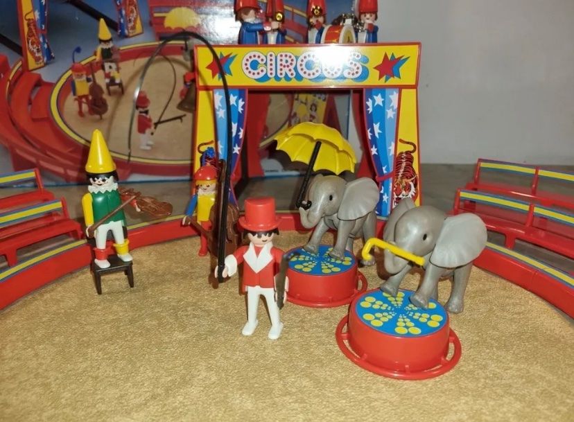 Playmobil 3553 Lot Cirque Rouge - Clowns, Musiciens, Animaux - Boîte Vintage