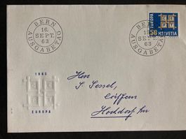 Schweiz 1963 illustrierter FDC Europa CEPT gelaufen