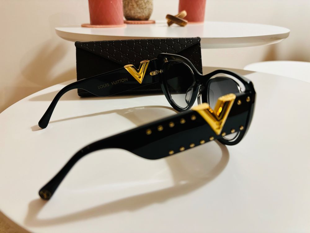 Louis Vuitton Sunglasses Black Gold Clear My Fair Lady Studs Z1146E