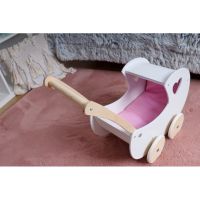 Holzwagen für Puppen weiss