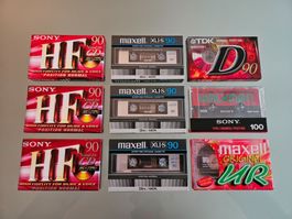 9x Leerkassetten Audio TDK Maxell Sony Neu + OVP