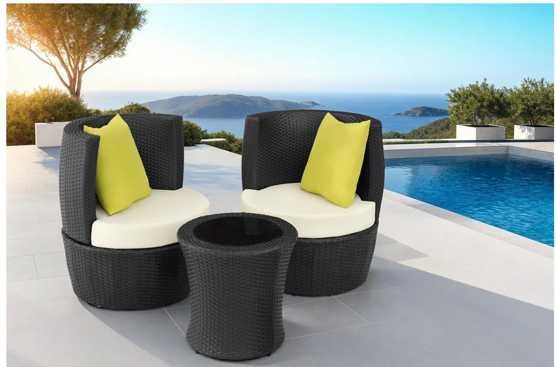 Sofas: Rattan Sitzgruppe Nizza schwarz Lounge – Neu (gemäss Beschreibung) aus Steinhausen von  2