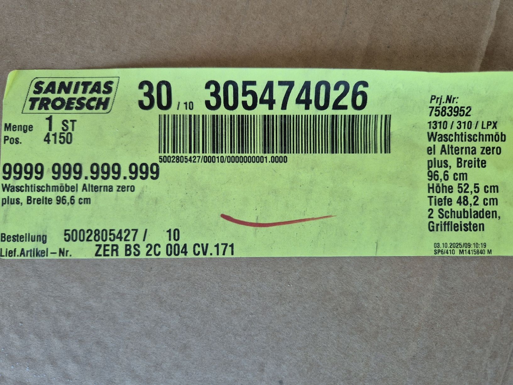 Alterna Mobili per bagno: Waschtischmöbel Alterna Zero Plus weiss neu unverbaut & OVP – Nuovo e nell'imballaggio originale da Zürich venduto da Corrosion 5