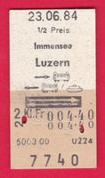 KARTON BILLETT, IMMENSEE - LUZERN, 2.KLASSE, RETOUR, HALBTAX