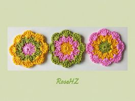 Gehäkelte Blumen 3.Stück Baumwolle