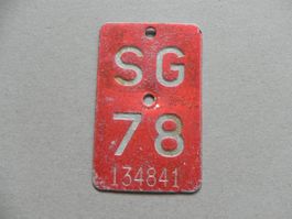Velo Rad Nummer Nr. Velonummer 78 SG 1978 St.Gallen Geschenk