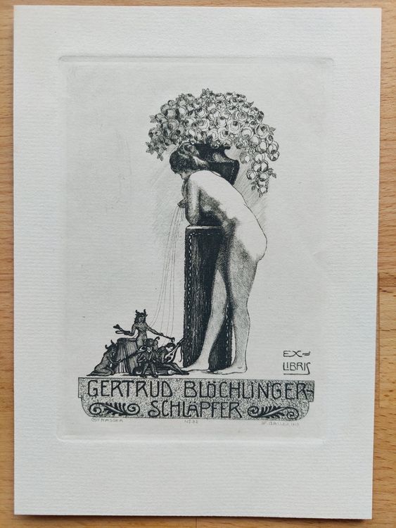 Exlibris Conrad Strasser - Original Radierung Erotik 1917 (Gebraucht ...