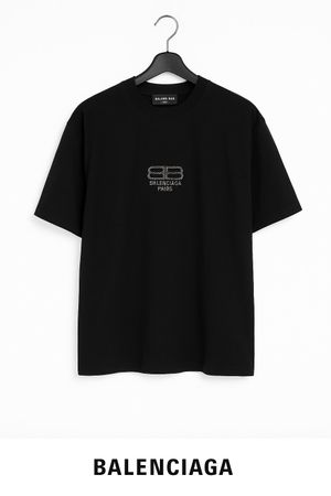 Balenciaga T-Shirt mit Strasslogo – Unisex XS, Schwarz