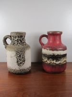 Zwei Vintage Scheurich Fat Lava Vasen 70er Jahre Nr. 414-16