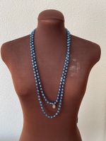 Extralange Vintage Glasperlen Kette 160cm Blau – Facettiert