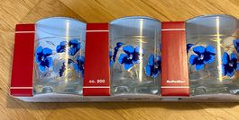 3ER SET WASSERGLÄSER M. BLUMEN,GOLD  AUS HAUSHALTSAUFLÖSUNG