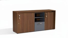 2-in-1 Büroschrank Schreibtisch aus Holz in Braun, neu