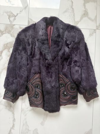 Vintage Lederjacke mit Kaninchenfell Gr. M ungetragen 