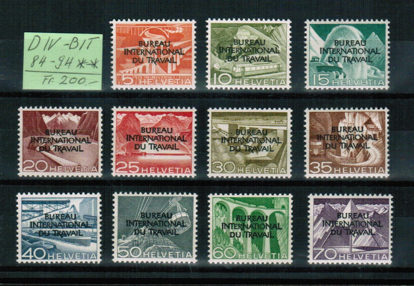 Alle Briefmarken: DIV-BIT - Satz 84-94 ** postfrisch – Neu (gemäss Beschreibung) aus Bern von peri02