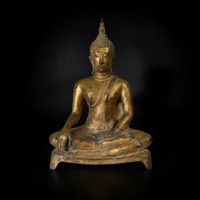 Thailand Buddha Bronze Rattanakosin Stil 30,5cm Bhumisparsha