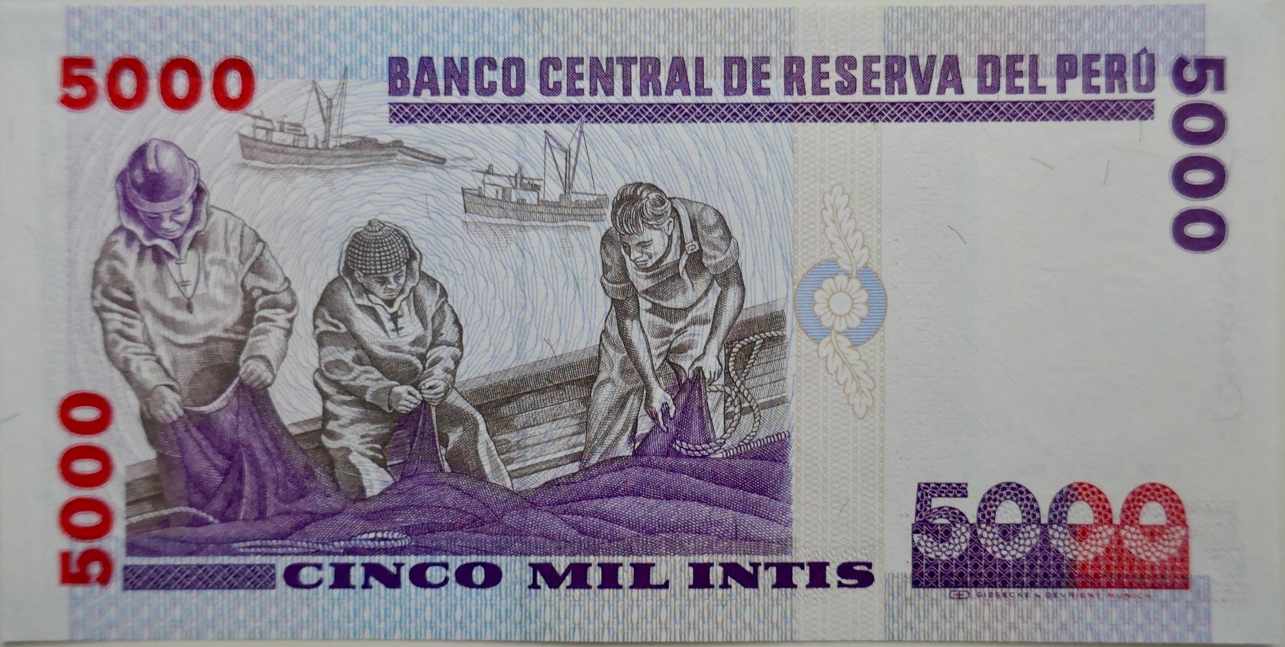 Banconote: Banknote 5000 Intis Peru 1988 unzirkuliert – Nuovo (secondo la descrizione) da Möhlin venduto da PHILABARTIS 1