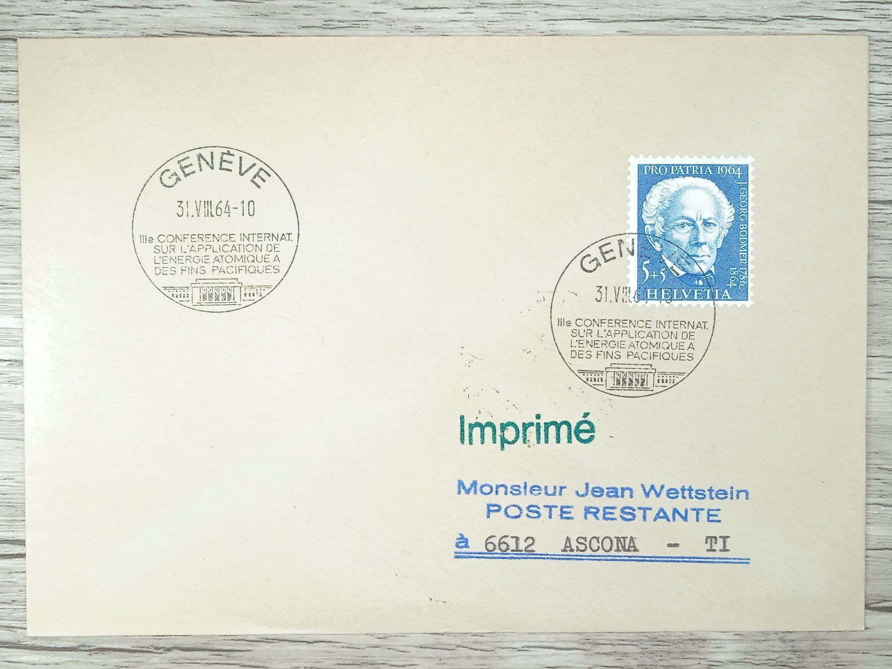 Tutti i francobolli: TR10 Enveloppe + Timbre Suisse 1964 – Usato da Cousset venduto da Patrick_Collections