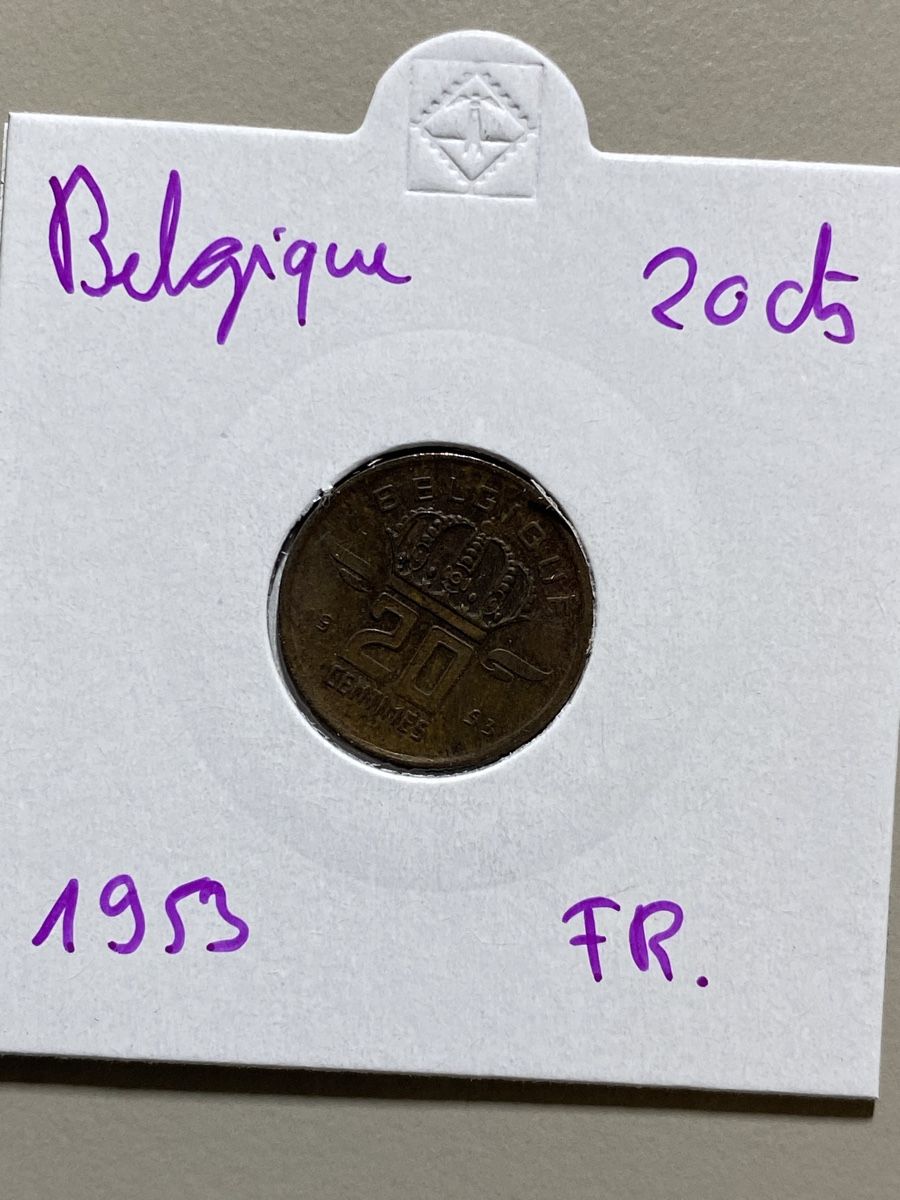 Tutti le monete: Belgique - 20 centimes - 1953 - Français  – Usato da Payerne venduto da Mike1682