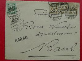1903: BAHNPOST mit 11Rp.-Frankatur: AARAU nach BASEL