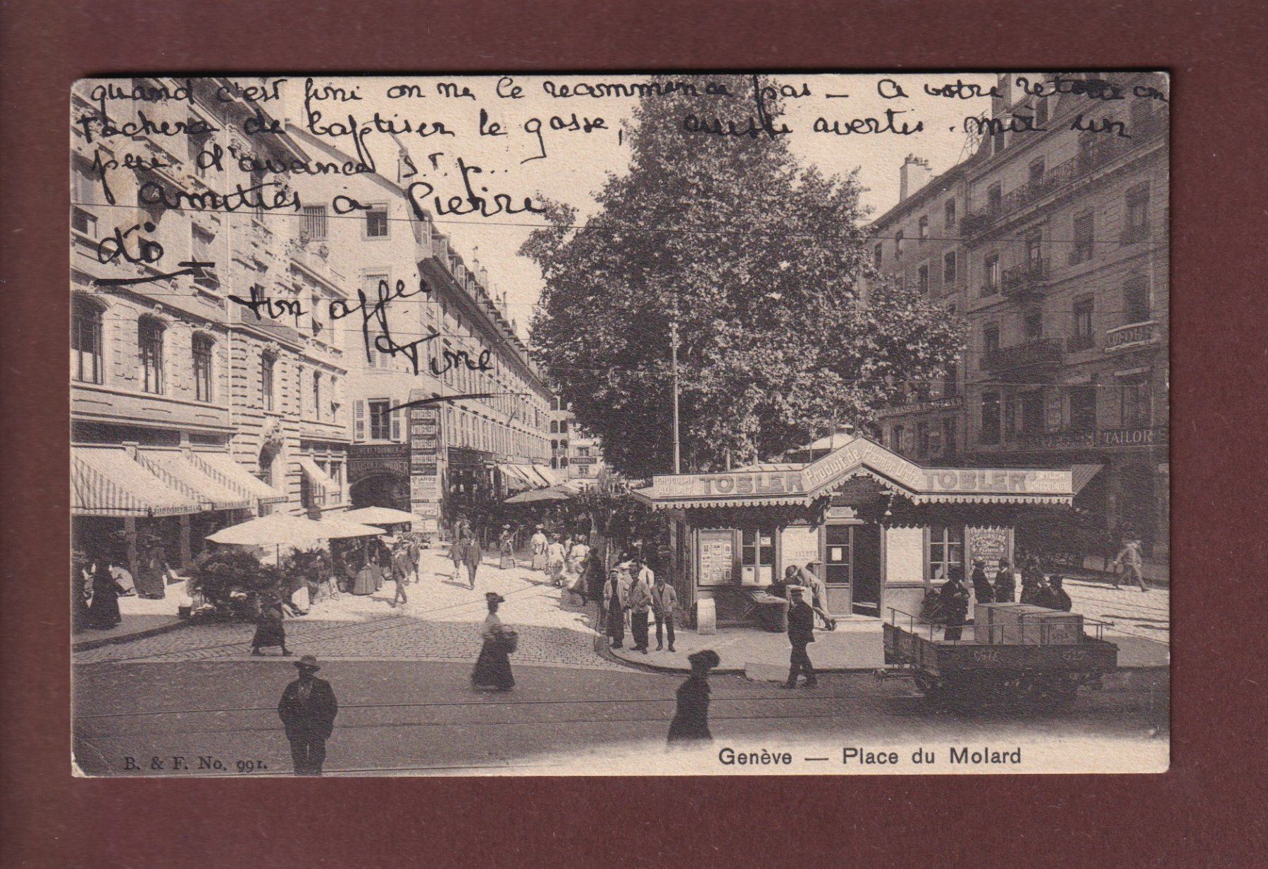Cartoline postali: GENEVE - Place du Molard - 1911 – Usato da Pully venduto da nicecards