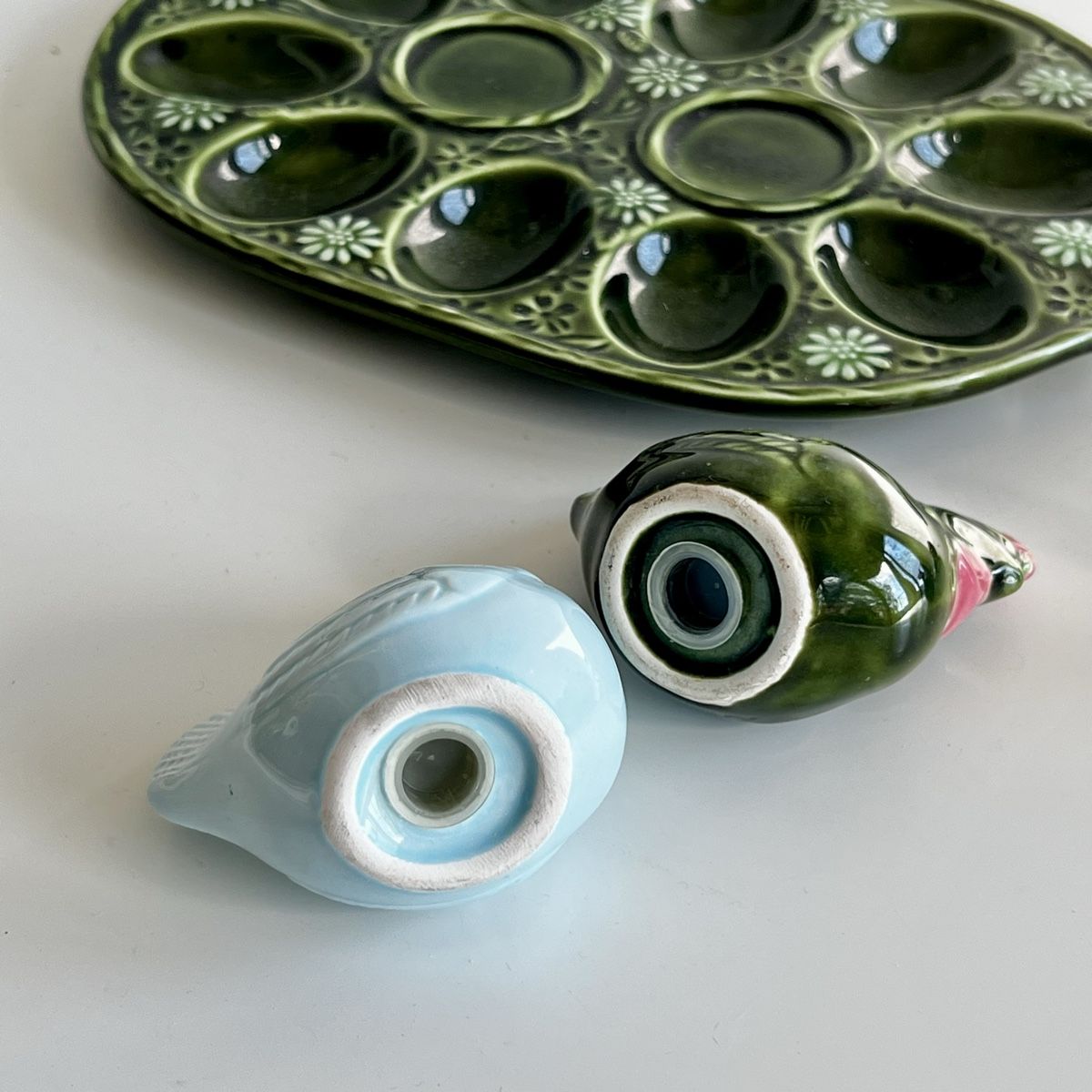 Piatti: Vintage Deviled Egg Tray,  Mid Century Green Ceramic – Usato da Oberägeri venduto da Theonose74 3