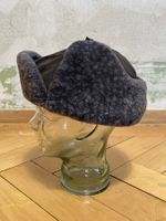 Vintage 70s Leather Winter Cap Made in Finland Sz 56