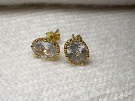 Gold Ohrstecker, 925 Silber mit Zirkonia , neu!