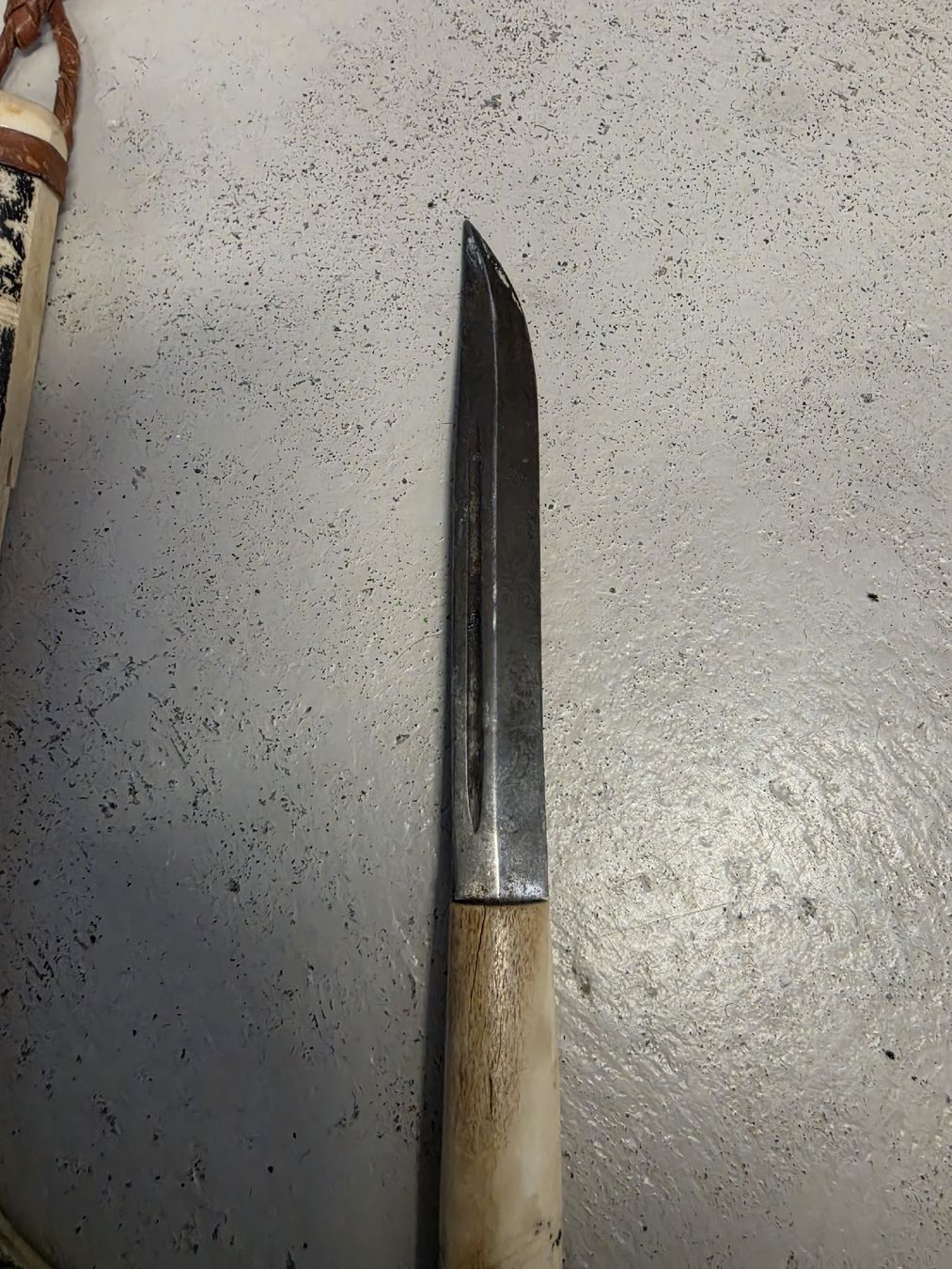 Zubehör: Messer mit Knochen-Griff und Scheide, Jagdmesser, antik – Gebraucht aus Olten von Mezopotamya 2