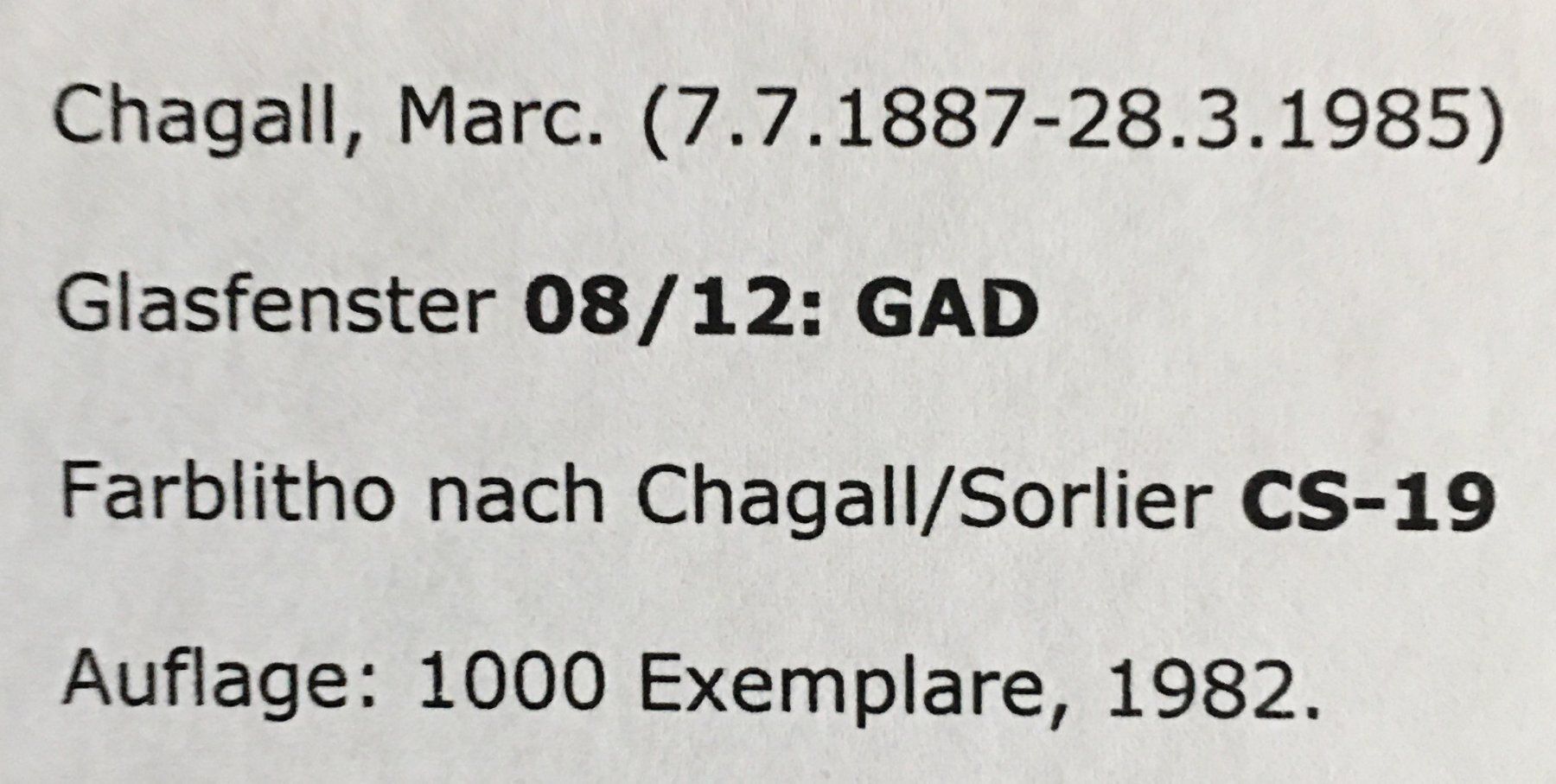 Grafica & Litografie: MARC CHAGALL Glasfenster in Jerusalem "Gad" Litho – Usato da Nennigkofen venduto da Sommersonnen 3