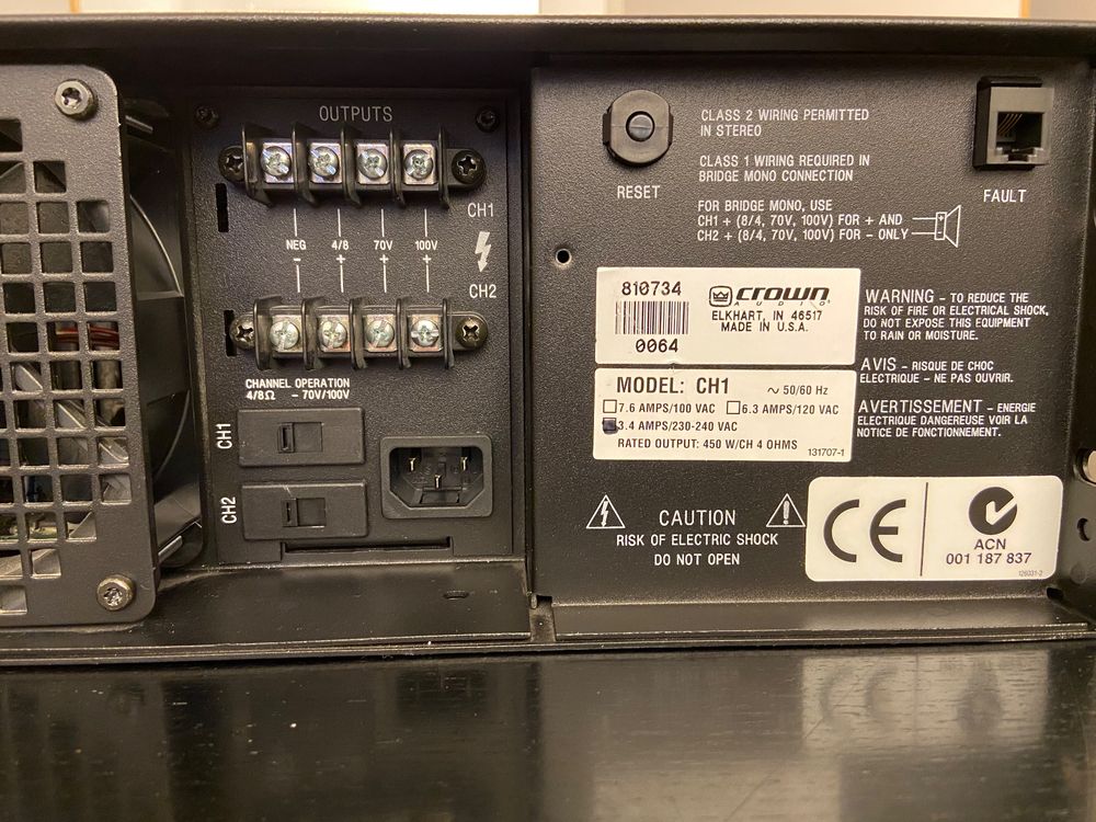 CROWN CH1 Endstufe 450 Watt Kaufen auf Ricardo