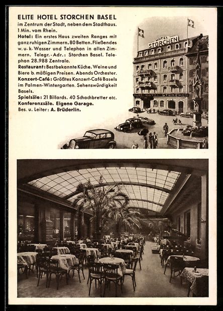 Ansichtskarten: Basel, Elite Hotel Storchen-Bazel, Ausse – Gebraucht aus Berlin von bartko-reher