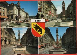 4 Ansichtskarten BERN Vier Brunnen, Winter, Münster, Bären