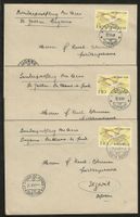 1949 : Nr. F45 auf Brief - 3 verschiedene Flugrouten