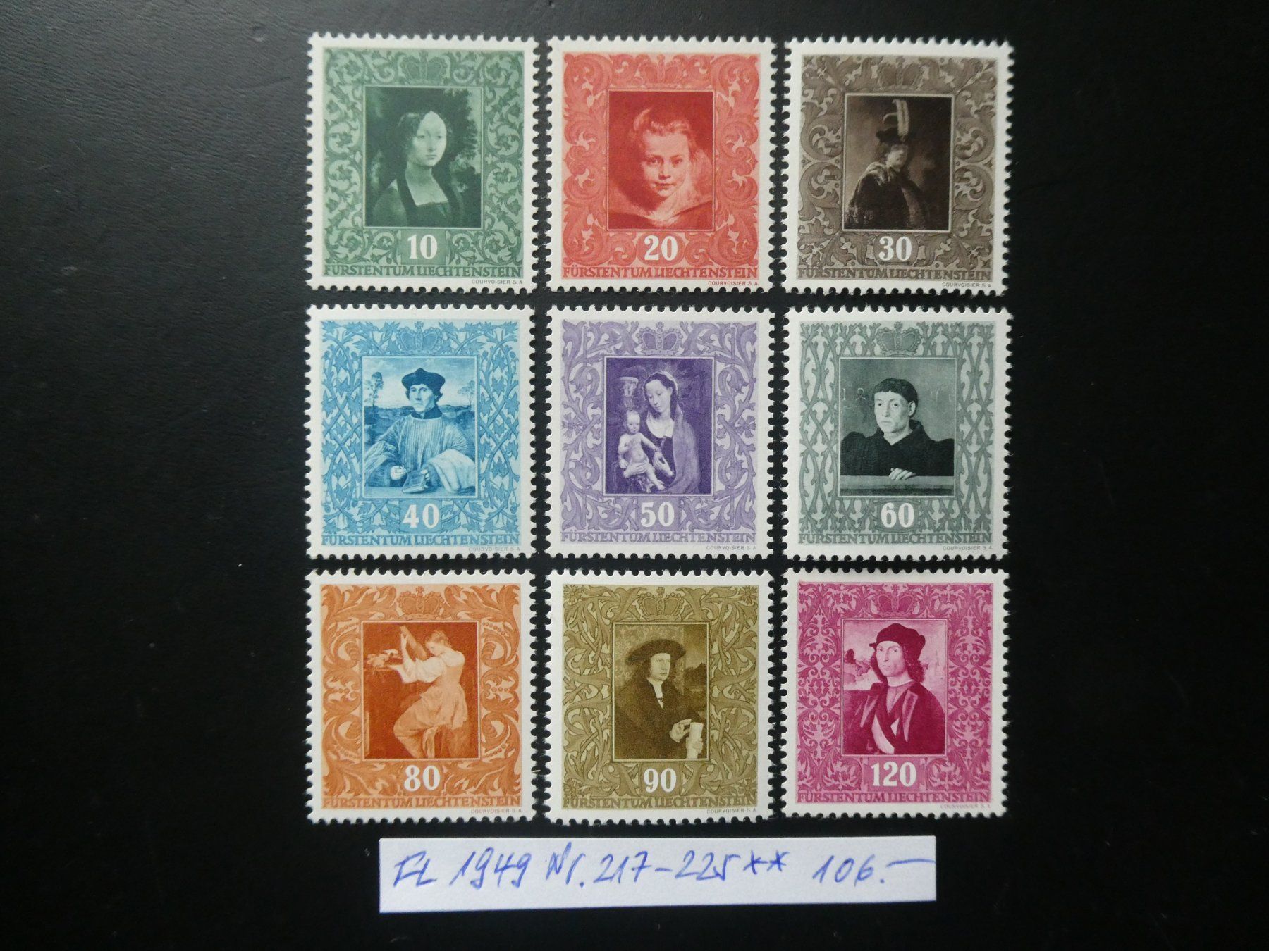 Tutti i francobolli: FL 1949 Nr. 217-225 postfrisch ** – Usato da Lausen venduto da Herbamare01