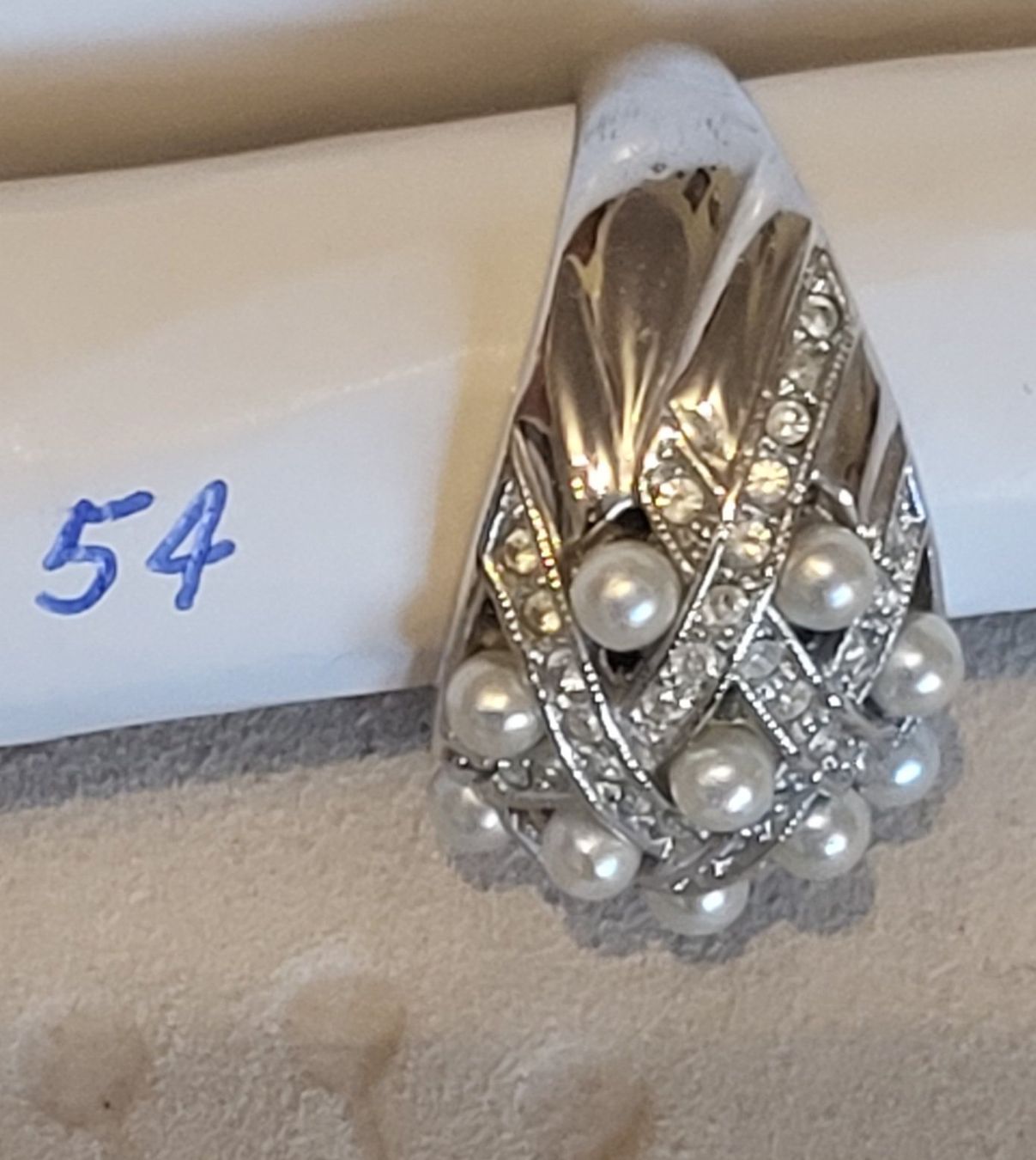 Ringe: Bague élégante argentée avec perles et strass, Taille 54 – Gebraucht aus Romont FR von Glonounou 2