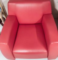 Roter Sessel aus Leder, Modell Aura, Wittmann