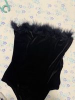 Body nero in velluto con piume - Taglia S