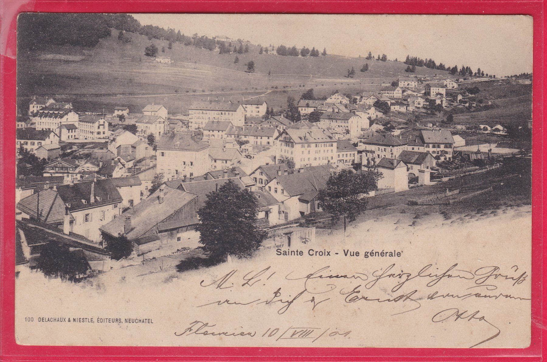 Ansichtskarten: SAINTE CROIX - VUE GÉNÉRALE, 10.8.1901 – Gebraucht aus Oberrieden von Gebirgsstelze