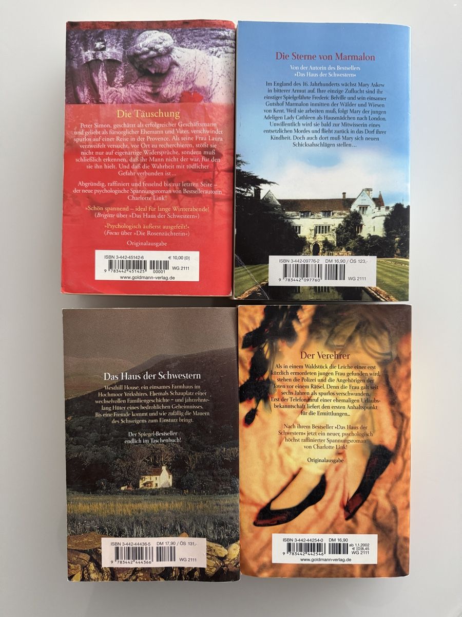 Libri: Charlotte Link, 4 Romane, Goldmann Verlag – Usato da Kloten venduto da carro49 1