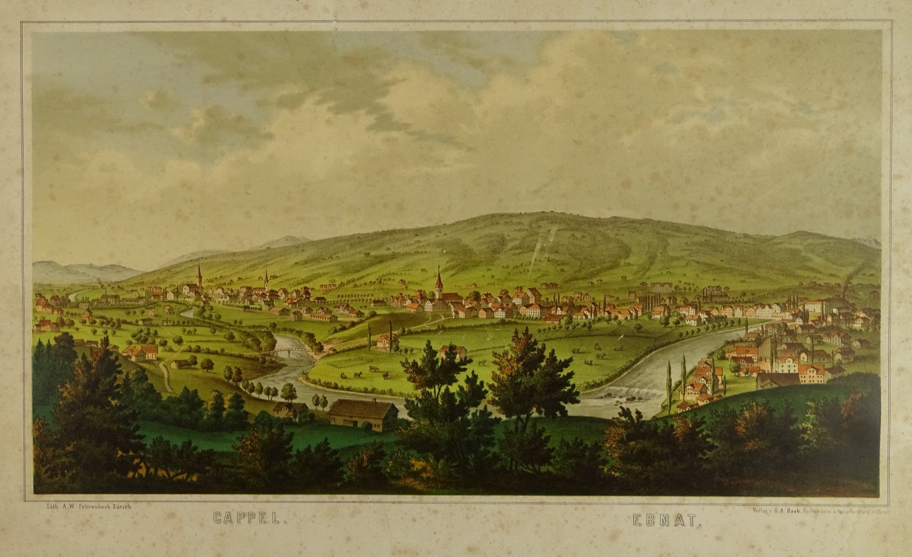 Incisioni: EBNAT-KAPPEL, LITHOGRAPHIE um 1880 – Usato da Grüningen venduto da Kartensammler