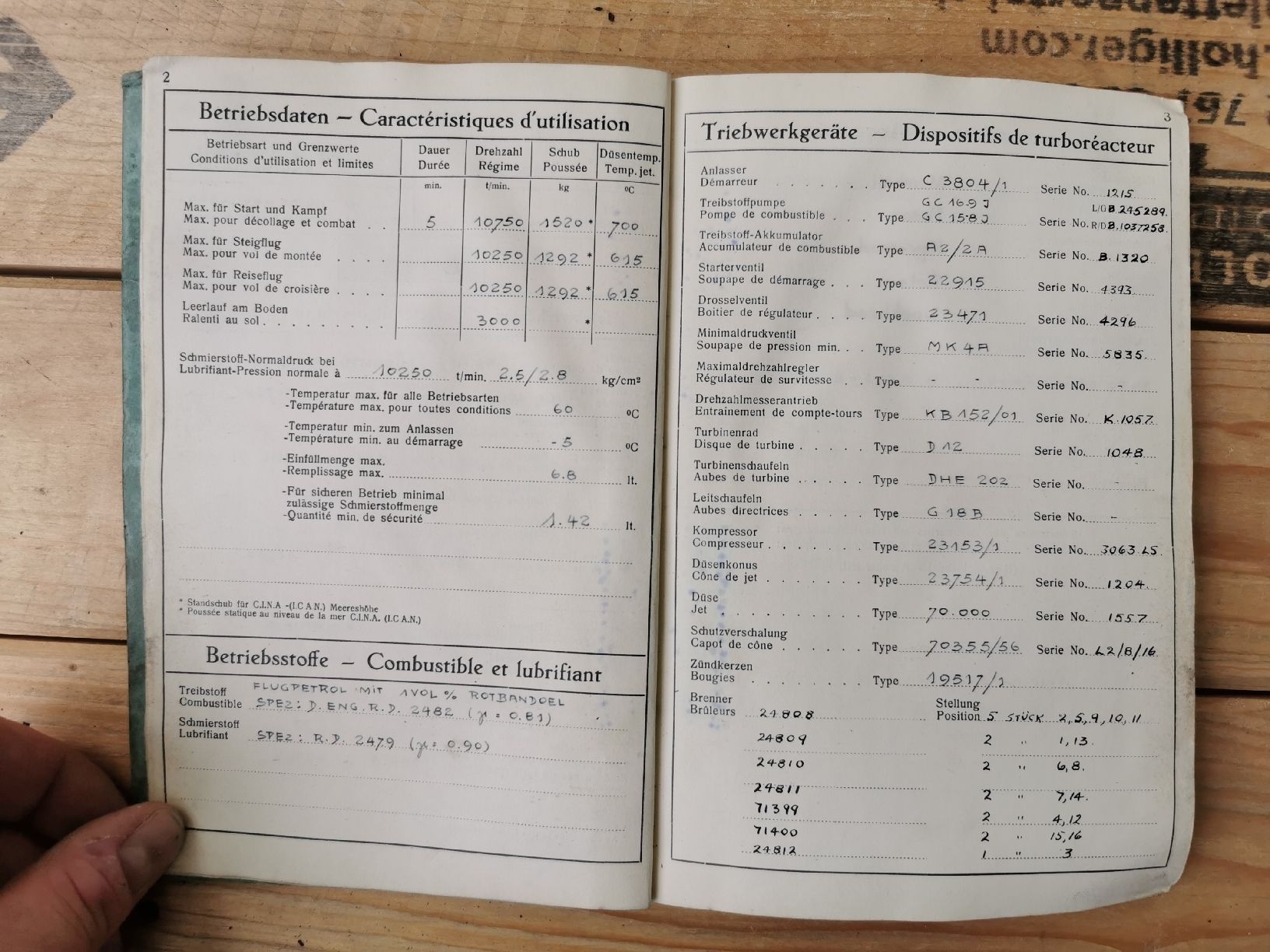 Misurare: Triebwerk-Buch Goblin III DH-100 Vampire Fliegertruppe  – Usato da Neuenkirch venduto da bf-109 3