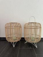 2er Set Laternen Rattan mit Henkel Dekoration guter Zustand