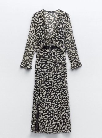 NEW - Zara Ruffled Animal Print Dress NP: 85.-